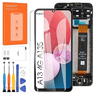 Abbildung von Ersatzbildschirm für Samsung Galaxy A13 4G, Ersatzdisplay LCD Bildschirm A135, SM A135F, A135M, A135U, Touch Display Digitizer, Montage Reparaturteile (schwarz mit Rahmen)
