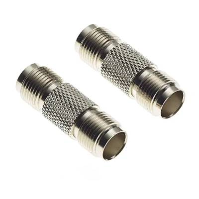 Abbildung von TNC Buchse zu Adapter 50 Ohm Low Loss Koaxial Antennenkabel Koppler Joiner für Signal Booster Amplifier, vernickelt F gerade Stecker Koax Barrels 2 Stück