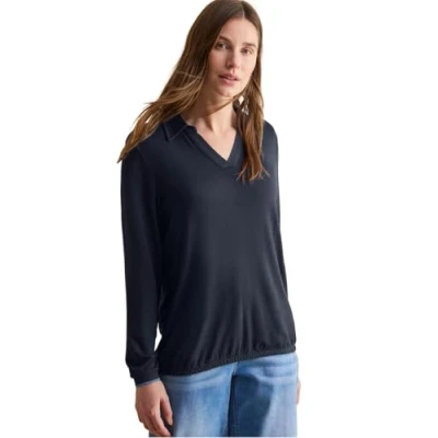 Abbildung von Cecil Kragen Langarmshirt, Damen, Größe: Large, Blau