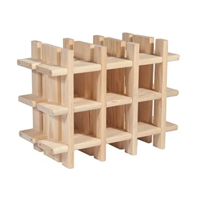 Abbildung von Astigarraga Kit Line Rioja Modulares Weinregal für 9 Flaschen, massives Kiefernholz, 32,5 x 43 22 cm