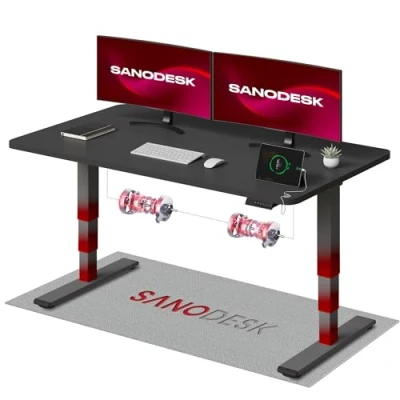Abbildung von SANODESK Höhenverstellbarer Schreibtisch komplette Tischplatte Höhenverstellbar Elektrisch Ergonomischer mit Flüsterleisem Dual Motor 140x80cm