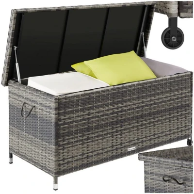 Abbildung von tectake Gartenbox Auflagenbox (1 St., Auflagenbox), Aufbewahrungsbox mit Rattangeflecht