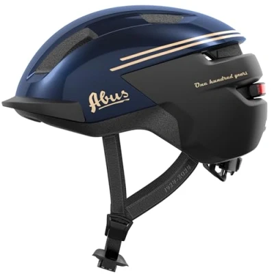 Abbildung von ABUS Fahrradhelm Purl Y ACE mit LED Licht Fahrten auf E Bike und S Pedelec NTA Schutzhelm für Erwachsene Jugendliche 100 Jahr Edition Blau, Größe