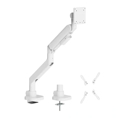 Abbildung von HALTERUNGSPROFI Monitor Halterung Extrastark bis 27kg 57 Zoll Tragarm mit Gasdruckfeder LED LCD Monitore VESA 75x75 100x100 200x200 Office GS812AEXW (Weiss)