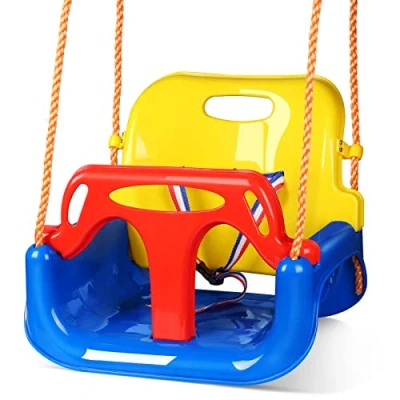 Abbildung von Glymnis Babyschaukel 3 in 1 Kinderschaukel Babysitz verstellbar und mitwachsend Schaukelsitz Gartenschaukel mit Rückenlehne Anschnallgurt für Baby Kinder