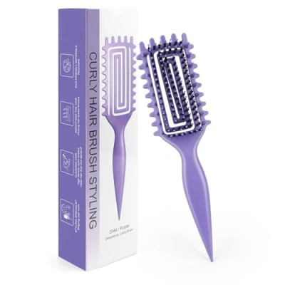 Abbildung von Locken Bürste, Haarbürste Ohne Ziepen, Curly Hair Brush, Reduziert Ziehen und Trennung für Definierte Trendige