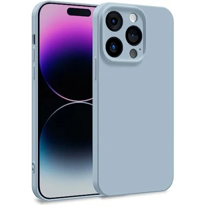 Abbildung von MyGadget Hülle kompatibel mit iPhone 14 Pro Zweilagige Handyhülle Kameraschutz Cover Innenfutter &amp; Silikon außen Hell Blau