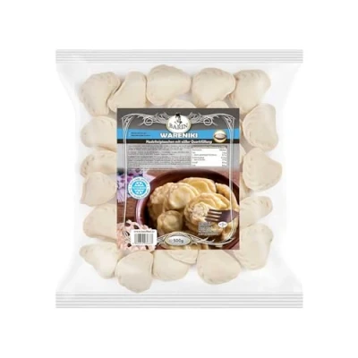 Abbildung von BARIN Wareniki mit Quark, 500 g TK, Teigtaschen Bauernquarkfüllung und Rosinen, Fertigprodukt, Vegetarisch