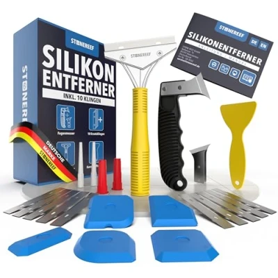 Abbildung von STONE REEF Silikonentferner Set Werkzeug zum silikonentfernen Inkl. Fugenmesser, Fugenhai, Fugenkratzer Silikonfugenentferner