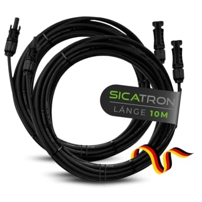 Abbildung von SICATRON Solarkabel mit Stecker I 2x10 MC4 Verlängerungskabel inkl. H1Z2Z2 K Solarleitung kupferverzinntem PV Kabel Wetter &amp; UV beständig