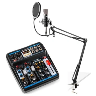 Abbildung von Vonyx Podcast Starterkit mit Mischpult, CMS400 Studiomikrofon und