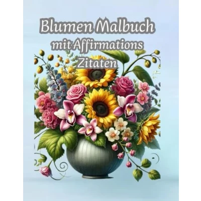 Abbildung von Blumen Malbuch: für Erwachsene, mit 50 bezaubernden Motiven und Affirmation Zitaten.