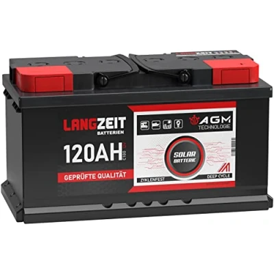 Abbildung von LANGZEIT 12V 120AH AGM Batterie Solarbatterie Wohnmobil Boot Solar Versorgungsbatterie 100Ah
