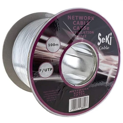 Abbildung von Seki Netzwerkkabel Cat. 5e 100m F/UTP, Verlegekabel LAN Ethernet Kabel Cat5E Installationskabel Datenkabel nach BauPVO, 313464
