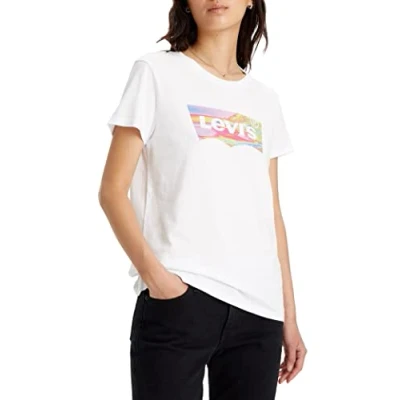 Abbildung von Levi&#039;s Damen The Perfect Tee T Shirt,Marbling Batwing Bright White,XS