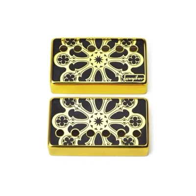 Abbildung von Guyker Humbucker Tonabnehmerabdeckung (1 Stück 50 mm und 1 52 Stangenabstand) Cupronickel Bridge Neck Pickups Frame Set Ersatzteile für Les Paul LP Style E Gitarre (PC012, Gold)