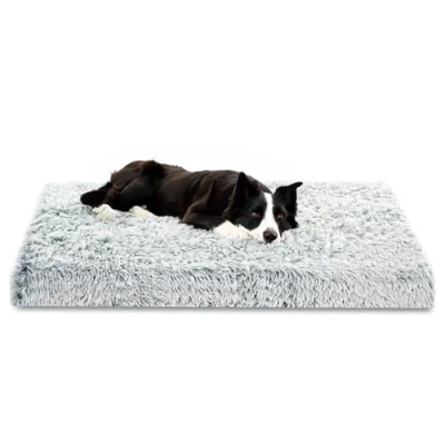 Abbildung von Amazinggirl Hundebett für kleine mittelgroße und Grosse Hunde 100 x 60 cm Hundekissen Hundebetten Hundesofa Dog Bed Hundematratze Hundekorb oder Wolkenbett flauschig waschbar Hellgrau