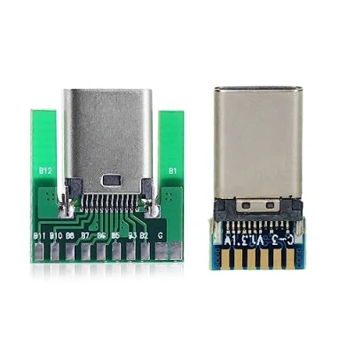 Abbildung von JSER DIY 24 Pin USB 3.1 Typ C Stecker und Buchse, SMT mit PC Board, 1 Set