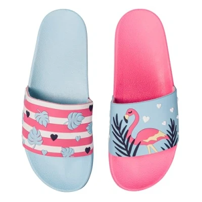 Abbildung von Dedoles Badeschuhe &amp; Hausschuhe viele lustige Designs Bücher Kaffee Katze Party Pizza Dackel Fuchs Panda Delfin Geschenk, Farbe: Verliebte Flamingos, Gr.: 30 EU