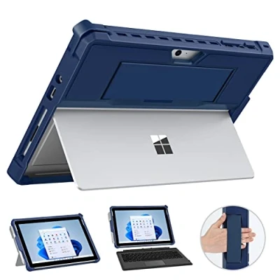 Abbildung von MoKo Hülle Kompatibel mit Surface Go 3 (2021)/ 2 2020 / 2018, All In One Schutzhülle Stifthalter &amp; Handschband Typ Cover Tastatur, Blau