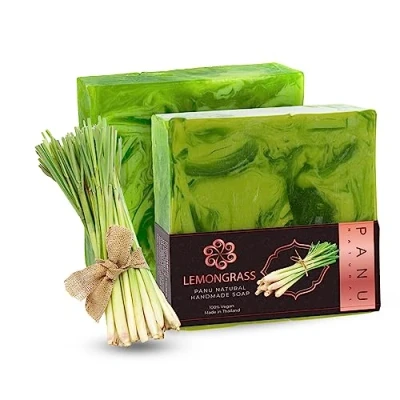 Abbildung von Panu Seifen Lemongrass Vegane Duschseife für alle Hauttypen Naturseife als festes Duschgel und Shampoo Premium Soap Bar Natürlicher Duschbrocken