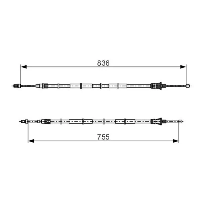 Abbildung von BOSCH 1 987 482 800 Handbremsseil 836, 755 RENAULT: SCENIC 2