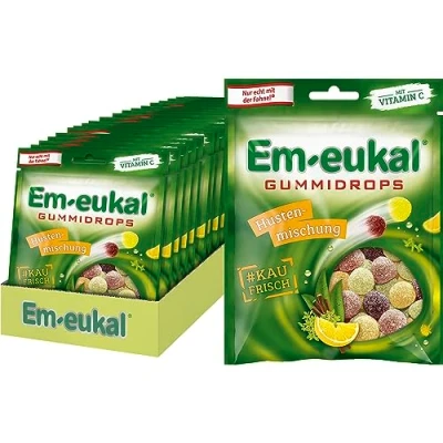 Abbildung von Em eukal Gummidrops Hustenmischung, mit Vitamin C, Kräuterfrisch, Zuckerhaltig, 20x90g