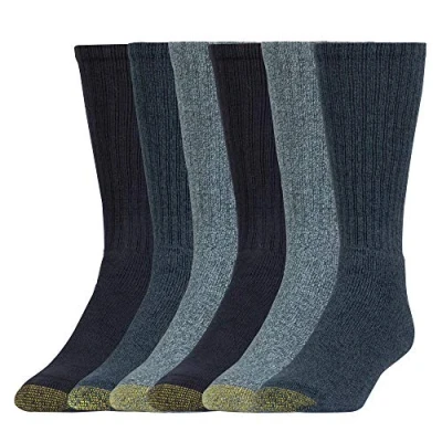 Abbildung von Gold Toe Herren Harrington Crew, 6 Paar Lässige Socke, Denim, X Large (6er Pack)