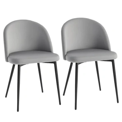 Abbildung von HOMCOM 2er Set Esszimmerstühle Küchenstühle Polsterstuhl Design Stuhl mit Rückenlehne Polstersessel Sessel Samt Metallbeine Grau 49x50x77cm