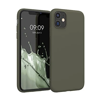 Abbildung von kwmobile Hülle kompatibel mit Apple iPhone 11 weiches TPU Silikon Case Cover geeignet für kabelloses Laden Olivgrün matt