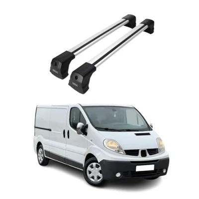 Abbildung von OMAC Dachträger Gepäckträger kompatibel mit Renault Trafic 2 2001 2014 Grundträger Alu Silber 2X