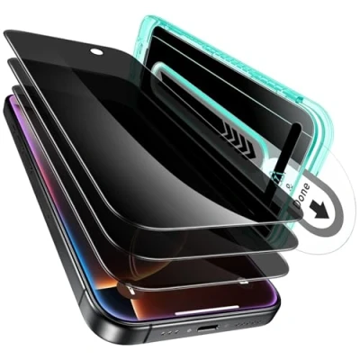 Abbildung von ESR für iPhone 16 Pro Max Panzerglas, Displayschutzfolie, 3 Stück, Antispy Sichtschutzfolie aus gehärtetem Glas mit Flawless Fit Ablage, 9H Härte, kratzfest, HD