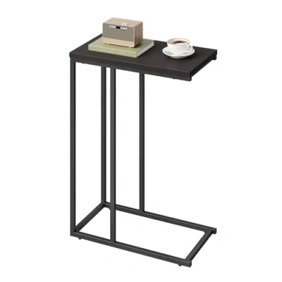 Abbildung von WOLTU® Beistelltisch Kaffeetisch Couchtisch Sofatisch Nachttisch Betttisch Laptoptisch, Gestell aus Metall, Tischplatte MDF, 45x25x63,5cm(BxTxH), Dunkelbuche TSG17dc