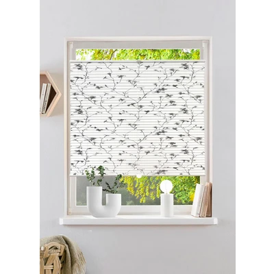 Abbildung von my home Plissee MINNA, Lichtschutz, ohne Bohren, verspannt, Klemmfix, im Fixmaß mit Floralem Print, Klemmträger