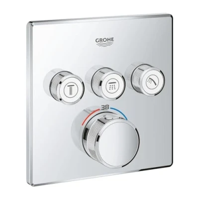 Abbildung von GROHE THERMOSTAT MIT 3 ABSPERRVENTILEN, Badewanne &amp; Dusche, Drehventile, Stahl, Chrom
