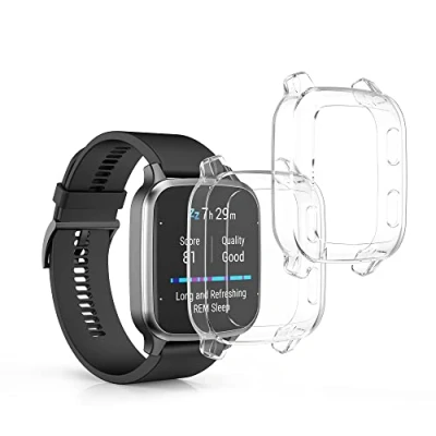 Abbildung von kwmobile 2X Schutzhülle kompatibel mit Garmin Venu Sq 2 Music/Sq Hülle Fullbody Cover Set aus Silikon Transparent