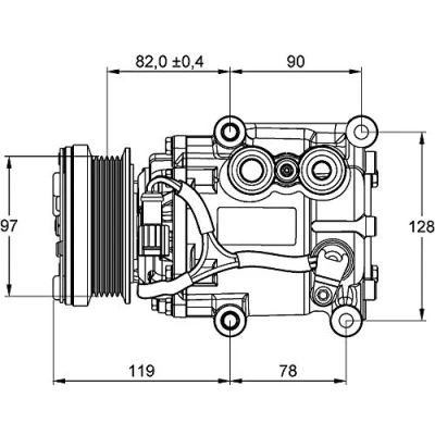 Abbildung von MAHLE ORIGINAL ACP 22 000P Kompressor Scroll90v 12V PAG 46 R134a mit Dichtring FORD: FIESTA 5, Transit Connect Mk1 Kastenwagen, Focus Schrägheck