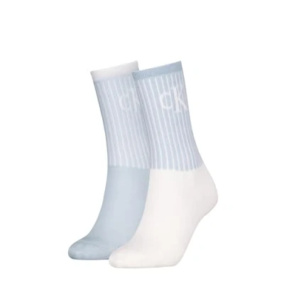 Abbildung von Calvin Klein 2P Glossy Rib Crew Socks Weiß/Blau Gr 35/38 Damen
