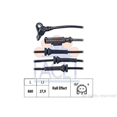 Abbildung von FACET 21.0163 ABS Sensor Made in Italy OE Equivalent 880mm FIAT: BRAVO 2, Stilo Schrägheck, Multi Wagon, LANCIA: DELTA 3