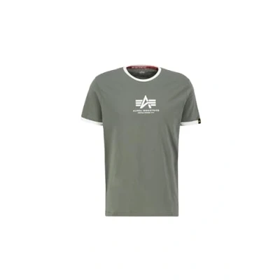 Abbildung von Alpha Industries Herren Basic T Contrast ML Shirt, Dark Olive, L