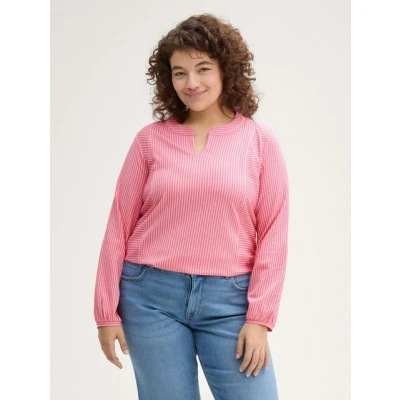 Abbildung von TOM Tailor PLUS Bluse, Damen, Größe: 50, Bright rose white thin stripe