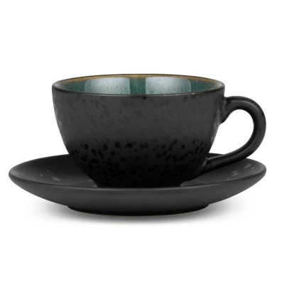 Abbildung von Bitz Tasse mit Untertasse black / green 0,24 l