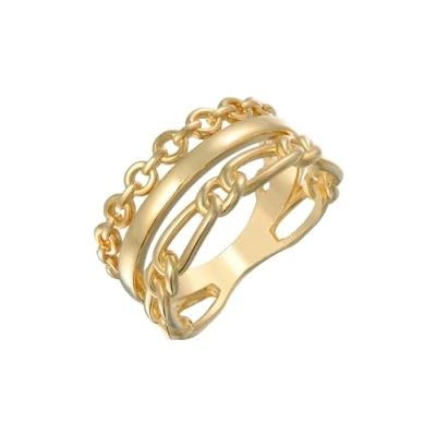 Abbildung von Elli Glieder BAND 3REIHIG Farbe Ring goldcoloured, Damen, Größe: 52, Gold coloured
