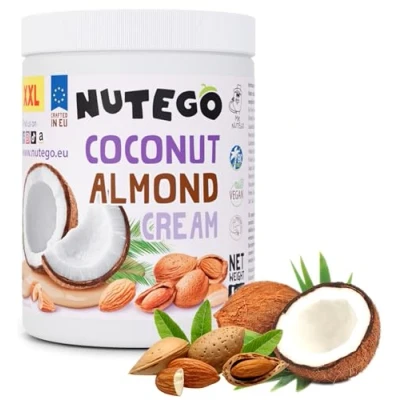 Abbildung von Nutego Cremige Mandelmus mit Kokos Mandelbutter Ohne Zusätze &amp; Palmfet 1 KG Vegan, Laktosefrei, Gentechnikfrei