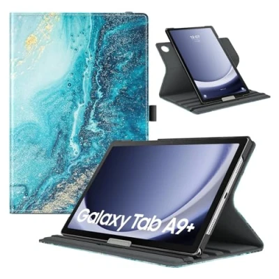 Abbildung von TiMOVO Drehbar Hülle Kompatibel mit Samsung Galaxy Tab A9+/A9 Plus 11 Zoll 2023 SM X210/X216/X218, 90 Grad Ständer Hülle, Auto Schlaf/Aufwach Schutzhülle für A9+ Tablet,Vergoldend