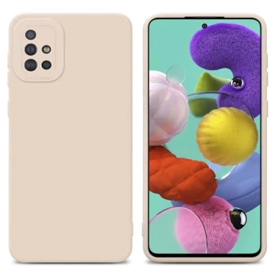 Abbildung von Cadorabo Hülle kompatibel mit Samsung Galaxy A51 4G M40s Schutzhülle TPU Silikon Case Liquid Design Kameraschutz Slim Kratzfest Gummi Rundumschutz für in Rosa