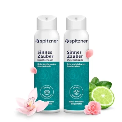 Abbildung von Spitzner Duschschaum Sinneszaubert 2x 150 ml Sinnliche Wellness Schaumdusche für sie, blumig holzig und würzig, sanft reinigender Schaum, hautverträglich vegan