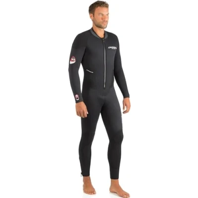 Abbildung von Cressi Men&#039;s Endurance Man Monopiece Wetsuit Einteiliger Herren Neoprenanzug aus 3mm Schwarz, doppelt gefüttertem Neopren zum Tauchen und Schnorcheln, S/2