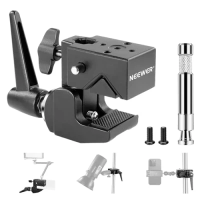 Abbildung von NEEWER 2 Pack Super Clamp mit 5/8&quot; Bolzen, Federverschluss, 6cm Backengriff Heavy Duty Crab Pole für Rundrohre Flache Oberfläche, Fotostudio Kamera Beleuchtung Montage, Max Load 15kg, UA017