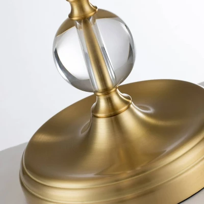 Abbildung von Quoizel QZ Jenkins TL BB Tischleuchte E27 40W Stahl, Glas, Leinen; Messing gebürstet B:33.1cm Ø33.1cm